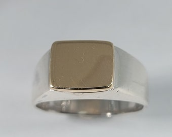Men Signet Ring, Signet Ring, Silver and Gold Ring, Initials Ring, Personalized Ring, Signet Ring for Him, Women Signet Ring, Mens Rings