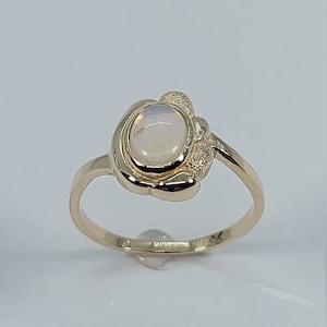 10k Yellow Gold Moonstone Ring, Handmade Jewelry