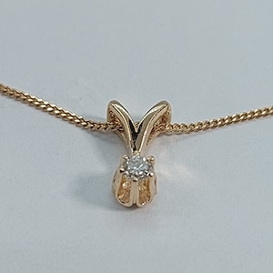 10k Yellow Gold Diamond Pendant: April Birthstone Necklace