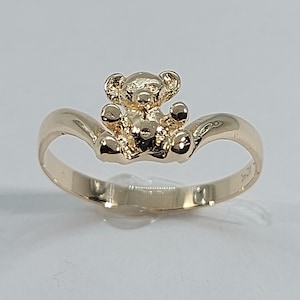 Kid Gold Ring, Bear Gold Ring, Girl Ring, 10k Yellow Gold, Women Yellow Gold, Pinky Ring, Solid Yellow Gold, Girl Ring