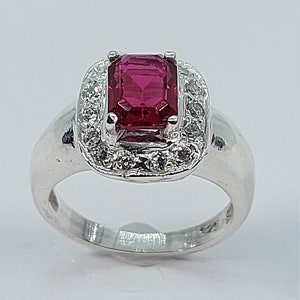 Women Silver Ring, Sterling Silver, Ruby Zirconia Ring, Ring for Her, Contemporary Ring, Silver Ring for Her, Birthday Gift, Red Color Stone