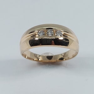 Fede nuziale da uomo, fede nuziale da uomo, anello da uomo con diamanti, oro giallo da uomo, anello con diamanti, anello di anniversario per lui, anelli con diamanti, oro 10k