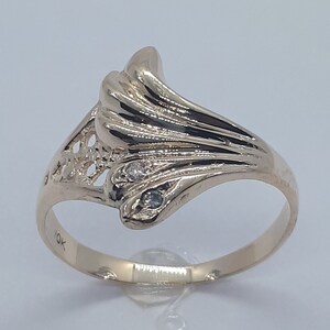 10k Yellow Gold Diamond Ring, Handmade Size 7.5