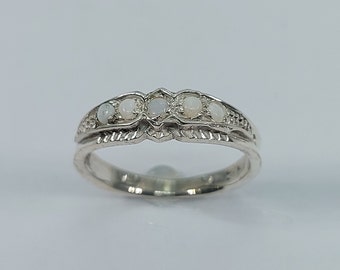 Sterling Silver Opal Ring: Handmade 925 Jewelry, Size 7.5