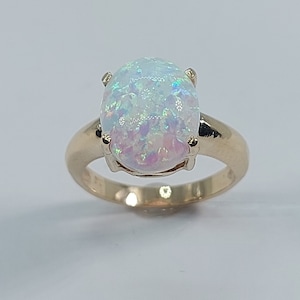 Opal Ring, Lab Opal Gold , Gold Ring, Birthday gift, Opal and Gold, Opal Jewelry, 10k Yellow Gold Ring, Gift for Her, Ring for her