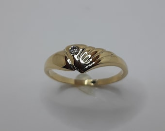 Handgemachter 10k Gelbgold Diamant Ring, Größe 6 3/4