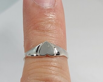 Sterling Silver Heart Signet Ring - Size 6 - Etsy