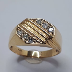 Handmade 10k Yellow Gold Men's Diamond Ring, Wedding Band