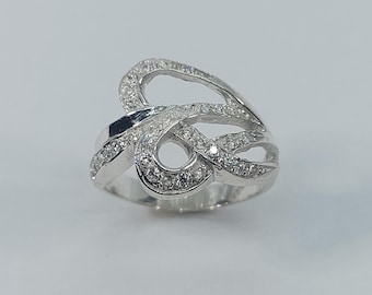 Sterling Silver Heart  Ring: Moissanite Accent