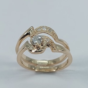 Juego de anillos de boda, Juegos de novia, Juego de anillos de diamantes, Oro amarillo de 10 quilates, Juego de anillos, Anillo de compromiso, Anillo de boda, Envío gratuito, Anillo de aniversario