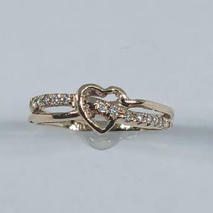 Moissanite Ring, Women Gold Ring, Heart Ring, Yellow Gold Ring, Yellow Gold Heart Ring, Free shipping, 10K Yellow Gold, Gift for Her.