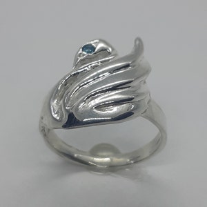 Swan Ring, Silver Ring, Women Rings, Blue Topaz Stone, Women Rings, Swan Silver Ring, Silver Rings, 925 Sterling Silver, Silver