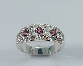 Pink Tourmaline Ring, Tourmaline Ring, Women Silver Band, Silver Band, Authentic Tourmaline, Silver Ring, Ring for her, Multistore Ring