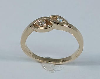 Handgemachter 10k Gelbgold Diamant Ring - Größe 7