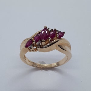 Ruby Ring, Diamond and Ruby, Yellow Gold Ring, Genuine Ruby Ring, July Birthstone, Ruby Rings, Diamond Ring,  14k Yellow Gold, Diamond Ring