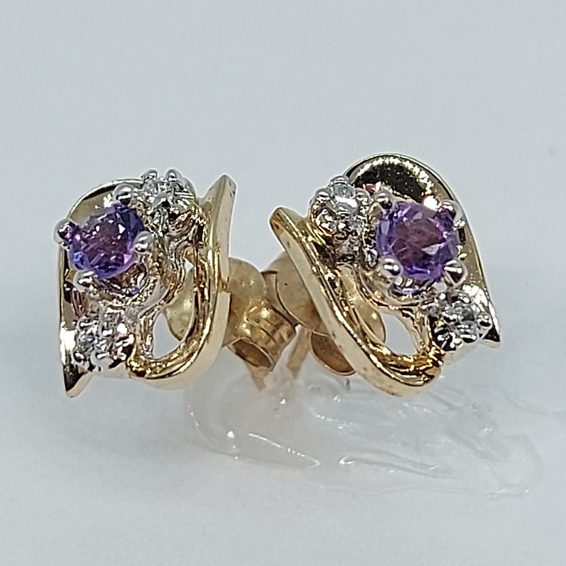 Amethyst Earrings, Diamonds Stud, Amethyst Jewelry, Stud Earrings, 10k ...