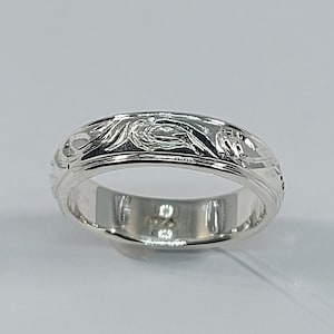 Silver Band, Hand Engraved Band, Engraved Silver Band, Unisex Silver Band, Band Silver, Women Silver Band, Men Silver Band