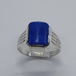 Lapis Lazuli Ring, Men Silver Ring, Signet Ring, Men Signet Ring, Lapis Lazuli Jewelry, Men Ring, Unique Ring, Women Signet Ring, Men Ring