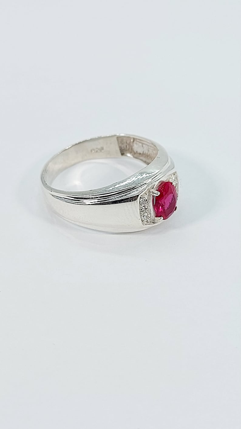 Ruby Rings, Diamond Silver Ring, Red Stone Ring, Men Ruby Ring, Silver