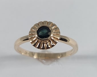 10K Gelbgold Saphir Ring - September Geburtsstein