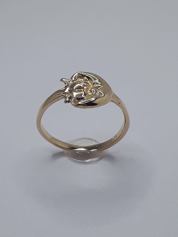 Anillo de luna y sol anillo de oro amarillo anillo de luna anillo de oro de
