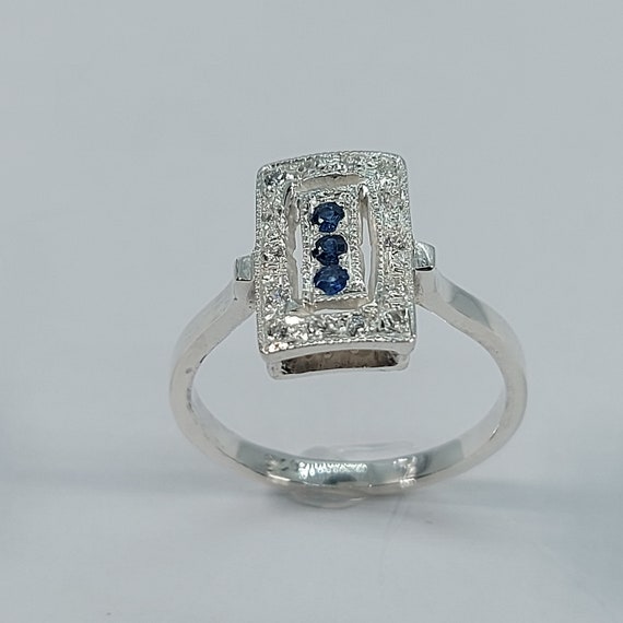 Belle Bague En Argent Avec Saphir Et Zircons – Sans Emballage D'origine