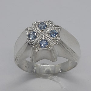 Anel Aquamarine, Anel Aquamarine Masculino, Água Marinha e Prata, Pedra do Nascimento de Março, Anel de Pedra Azul, Aquamarine Masculino, Aquamarine Masculino