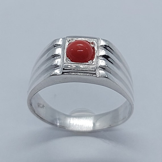 Red Coral Ring-R-Size-9 (COR-2-1) | Rananjay Exports