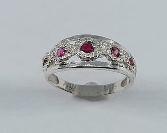 Sterling Silver Ruby Ring – Handmade July Birthstone, Size 5.5