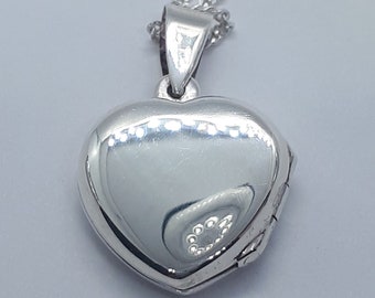 Silver Pendent ,Heart Locket Pendent, Locket Necklace, 925 Sterling Silver, Silver Chain, 20 inch Chain, Pendant with  Chain, Free Shipping