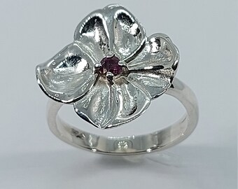 Gebloemde sterlingzilveren ring, handgemaakte sieraden
