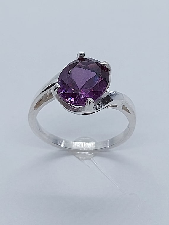 Silver Ring, 925 Sterling Silver, Purple Stone, Cubic Silver Ring, 925 Sterling Silver, Purple Stone, Cubic