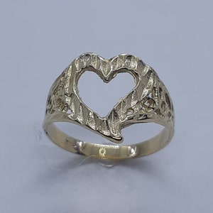 Women Gold Ring, Heart Ring, Yellow Gold Ring, Yellow Gold Heart Ring, Free shipping, 10K Yellow Gold, Gift for Her, 10k Yellow Gold Rings