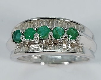 Emerald Ring, Diamond Ring, Emerald and Diamond Ring, Women Emerald Ring, Emerald Rings, Birthday Gift, Authentic Emerald, Anniversary Gift