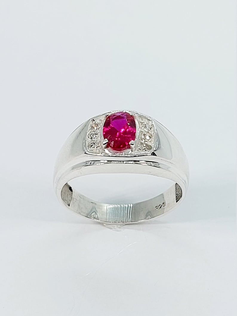 Ruby Rings, Diamond Silver Ring, Red Stone Ring, Men Ruby Ring, Silver