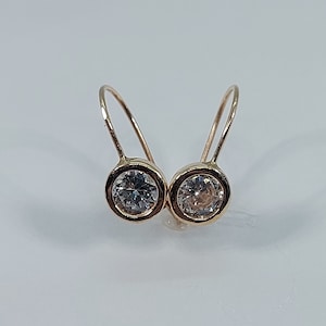 10k Yellow Gold Dangle Earrings with Zirconia