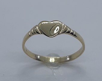 Girl Ring, Women Signet Ring, Signet Ring Gold, Initials Ring, Girl Signet Ring, Signet Ring Women Heart Ring, 10k Yellow Gold Ring