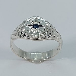 Sapphire Rings, Signet Ring, Silver Ring, Authentic Sapphire, Men Sapphire Ring, Sapphire, 925 Sterling Silver, Women Signet Ring, Sapphire