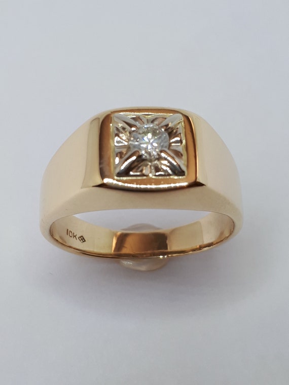 Thin Geo Ring w/Diamond, 14K Yellow Gold | Men's Rings | Miansai