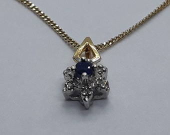 アクセサリー sapphire pendant Vintage HUGE SAPPHIRE Pendant With 8 Diamonds 10K Gold With