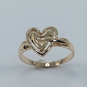 Women Gold Ring, Heart Ring, Yellow Gold Ring, Yellow Gold Heart Ring, Free shipping, 10K Yellow Gold, Gift for Her, 10k Yellow Gold Rings