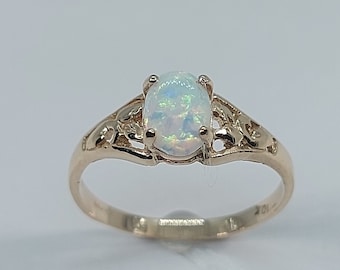 Opal Ring, Opal Gold Rings, Gold Ring, Free Shipping, Opal and Gold, Opal Jewelry, Christmas Gift, 10k Yellow Gold Ring, Gift for Her