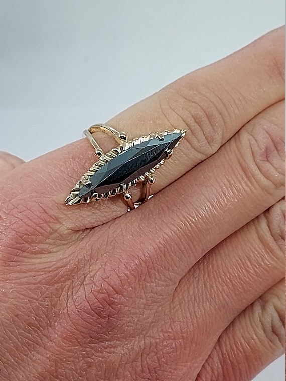 Marquise Ring Hematite Ring Women Hematite Ring 10k Yellow Gold Hematite Jewelry 10K Yellow Gold Christmas Gift