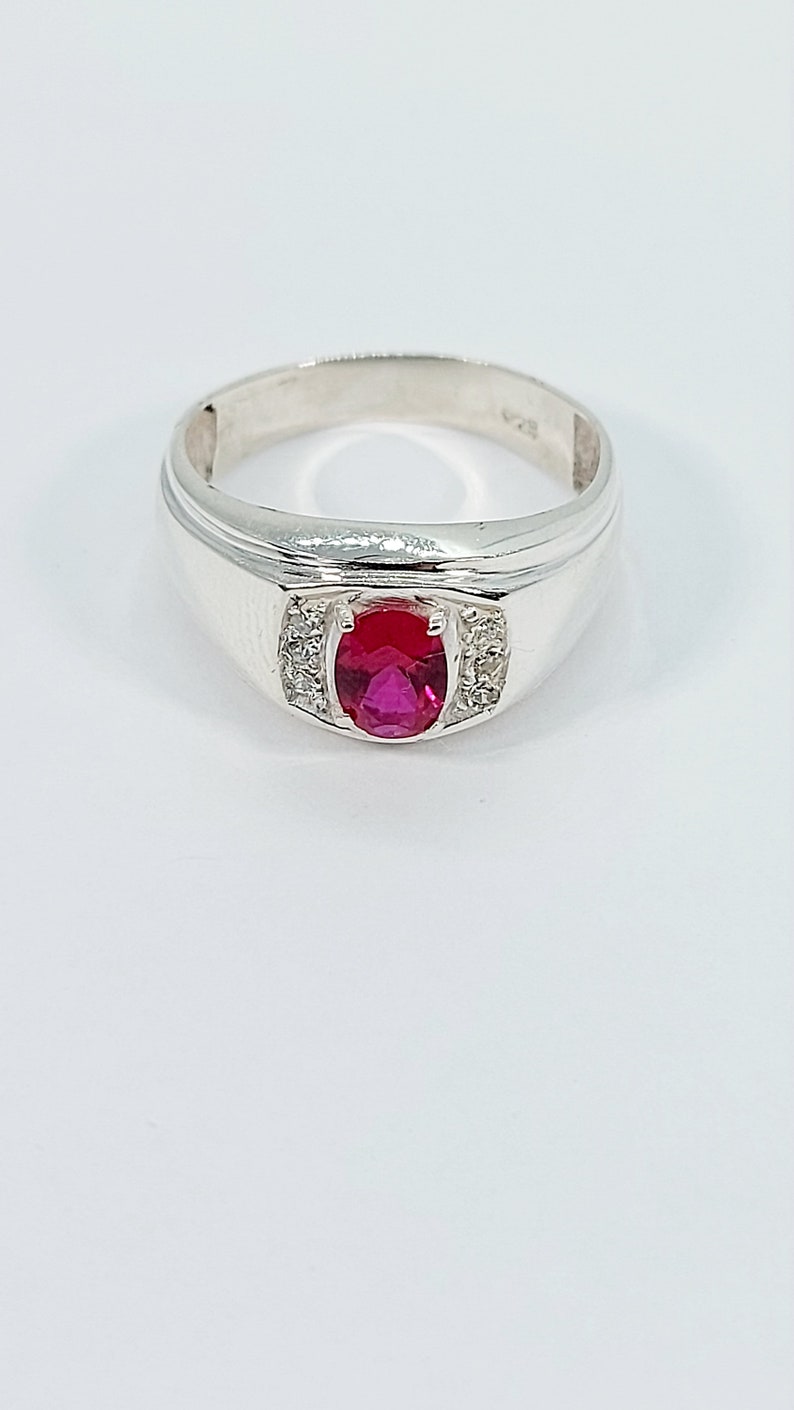 Ruby Rings, Diamond Silver Ring, Red Stone Ring, Men Ruby Ring, Silver