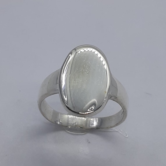 スターリングシルバー シグネットリング、ユニセックス オーバルリング 