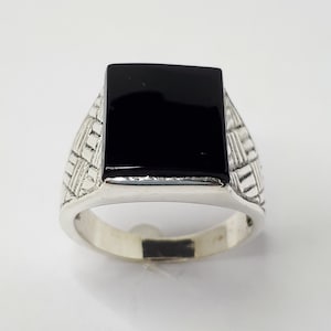 Sterling Silver Onyx Signet Ring for Men
