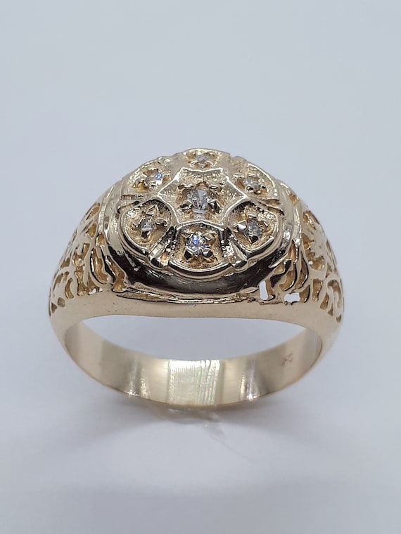 Memorizar diferencia Suyo Anillo de diamantes para hombres Anillo de oro amarillo para - Etsy España