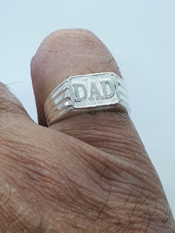 10k Yellow Gold & Rhodium Plated Mens Diamond DAD Ring #AD | Yellow gold  ring band, Dad rings, Yellow gold mens rings