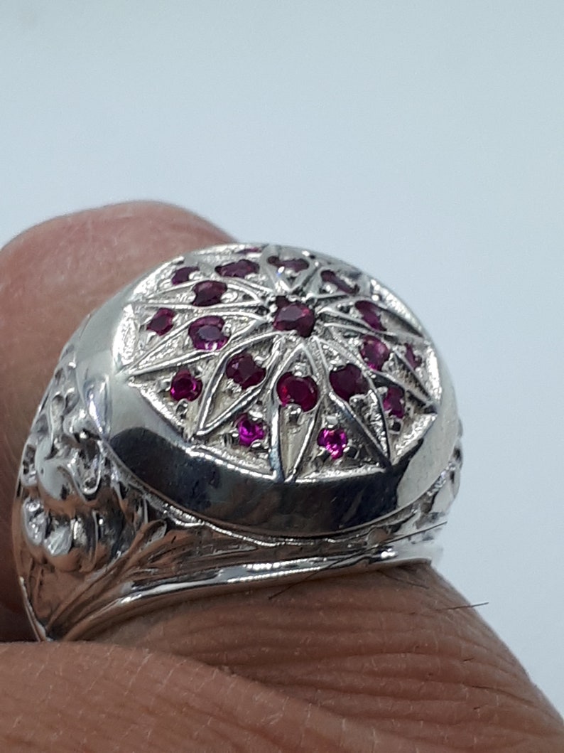 Ruby Rings Ruby Silver Ring Men Ruby Ring Men Vintage Ring Etsy