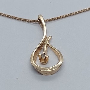 Gold Pendant, Yellow Gold Pendant, Diamonds Pendant, Gold and Diamond, April Birthstone, Free Shipping, 10k Yellow Gold, 16 inch Chain